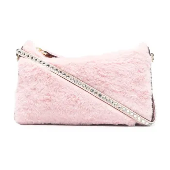 Manu Atelier Faux Fur Detailed Zipped Shoulder Bag