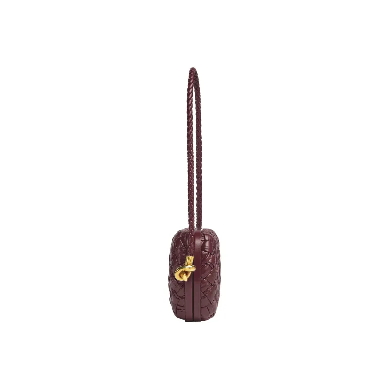 Bottega Veneta Knot Foulard Intrecciato Minaudiere On Strap Barolo-2