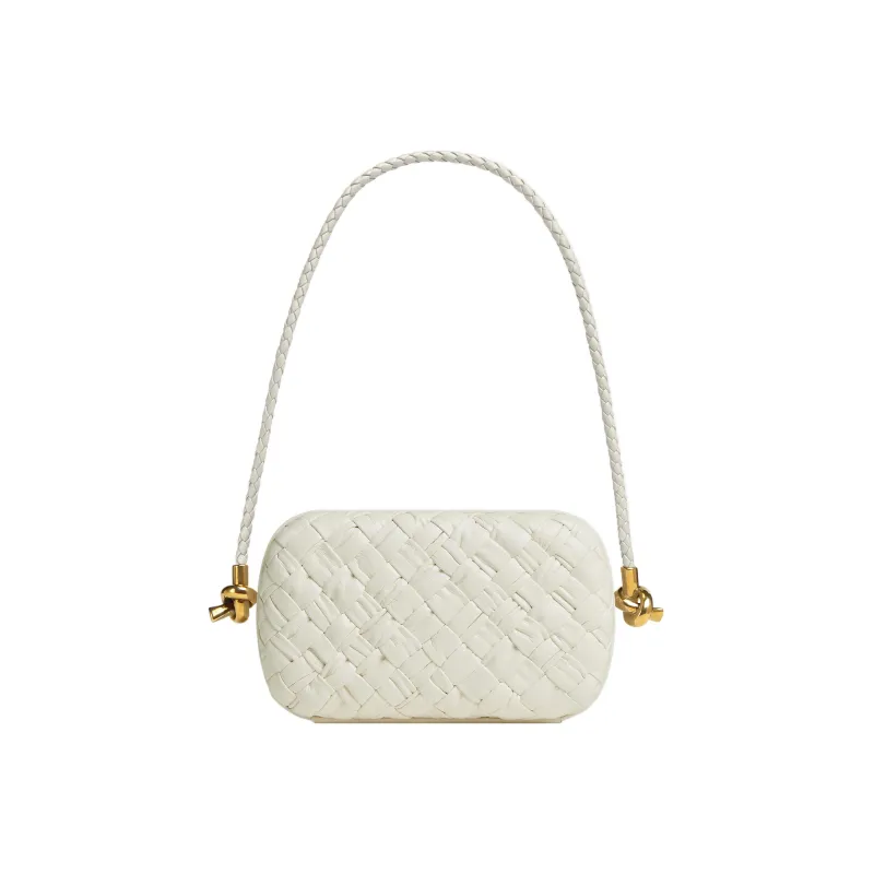 Bottega Veneta Knot Foulard Intrecciato Minaudiere On Strap Bone-0