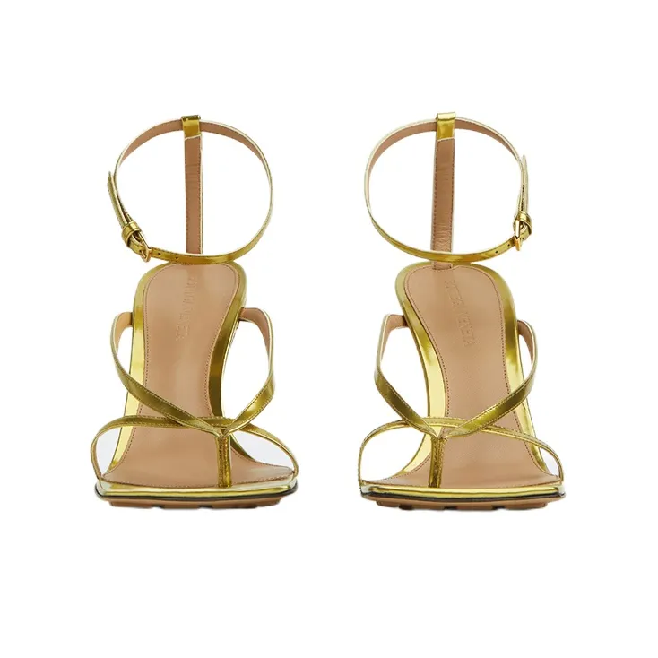 Bottega Veneta Stretch One Strap Sandals 9cm Women's Gold-2