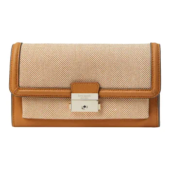 Kate Spade Voyage Fabric Bonded Split Cow Leather Shoulder Bag Crossbody Bag Women's Brown