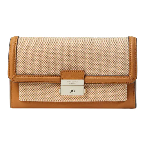 Kate Spade Voyage Fabric Bonded Split Cow Leather Shoulder Bag Crossbody Bag Women's Brown