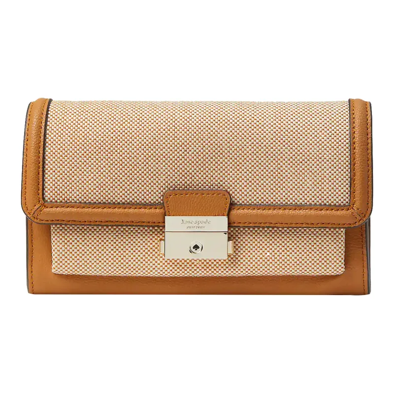 Kate Spade Voyage Fabric Bonded Split Cow Leather Shoulder Bag Crossbody Bag Women's Brown-0