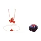 Red Agate Running Rabbit Bracelet+Necklace+Cherished Love Box