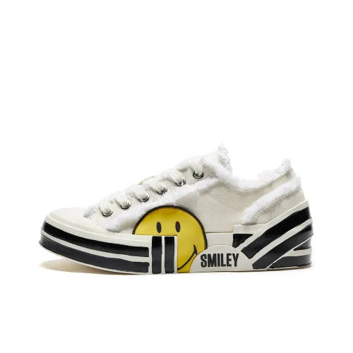 SMILEY Skateboard Shoes Unisex Low-Top Beige