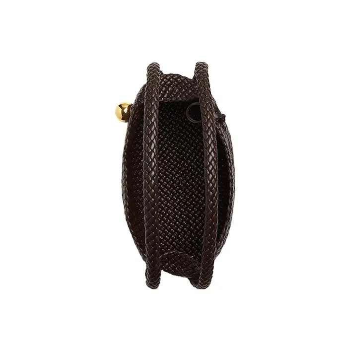 Bottega Veneta Intreccio Leather Handbag, Shoulder Bag Women's Coffee-3