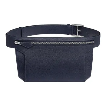 HERMES Ultrapla Evercolor Calfskin Fanny Pack Men's 2Z Bleu Nuit Midnight Blue