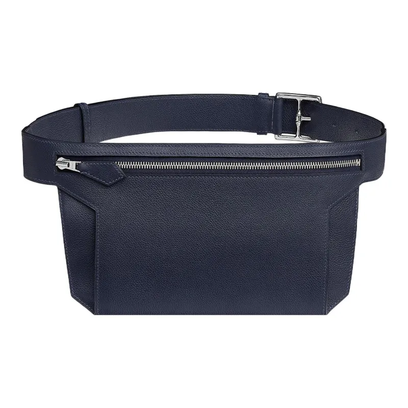 HERMES Ultrapla Evercolor Calfskin Fanny Pack Men's 2Z Bleu Nuit Midnight Blue-0