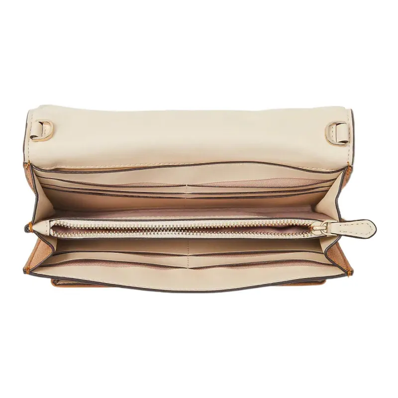 Kate Spade Voyage Fabric Bonded Split Cow Leather Shoulder Bag Crossbody Bag Women's Brown-3