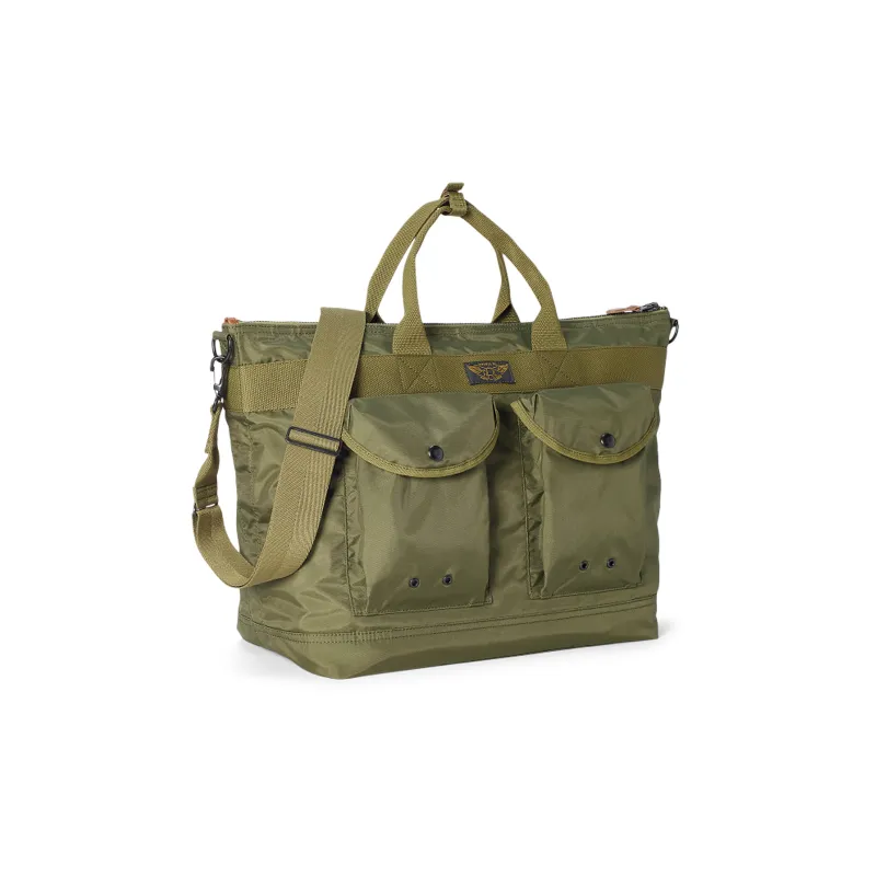 Polo Ralph Lauren Fabric Cow Leather Patchwork Messenger Bag Portable Crossbody Bag Shoulder Bag Regular Men's Green-1