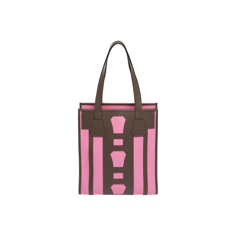 HERMES Dream Catcher Calfskin With Canvas Tote Bag Shopping Bag Handbag Women's Black/White/Gray/Brown-2