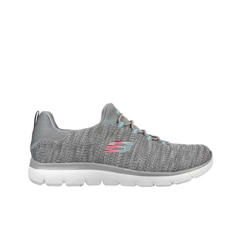 Skechers Summits-Flyness Cushioning Anti-Slip And Wear-Resistant Low-Top Casual Shoes Women's Gray White-1