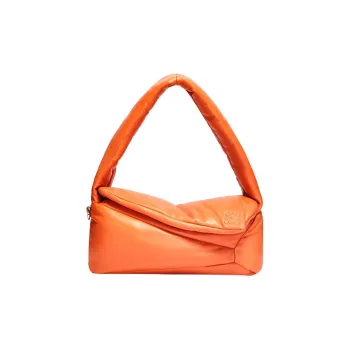 LOEWE Puzzle Hobo Shiny Nappa Sheep Leather Shoulder Bag Handbag Regular Women's Orange
