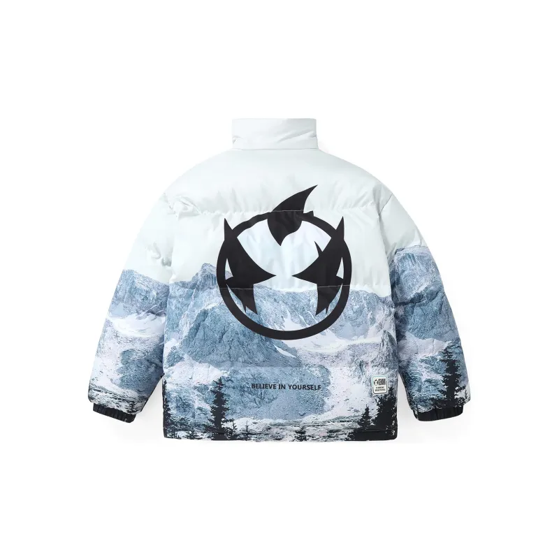 GENANX Puffer Jacket Unisex Print White-3