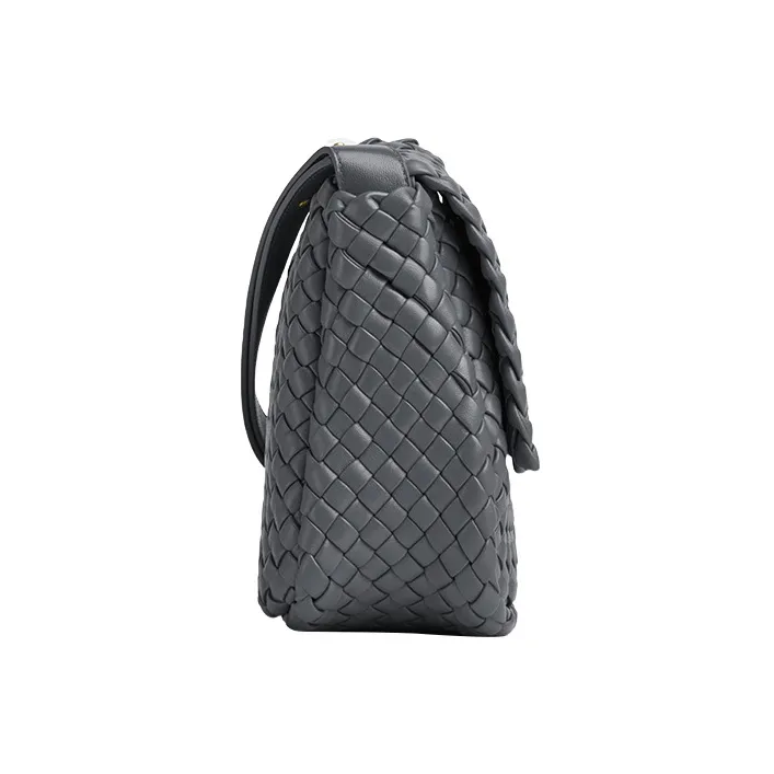 Bottega Veneta Intreccio Leather Portable Crossbody Bag, Shoulder Bag Trumpets Women's Gray-1