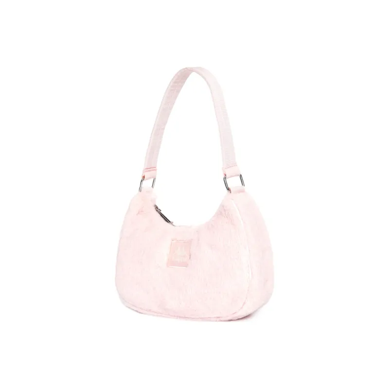 Kappa Rabbit Fur Texture Shoulder Bag, Pochette, Hobo Bag, Handbag Small Size Women's Fluffy Rabbit Pink-1