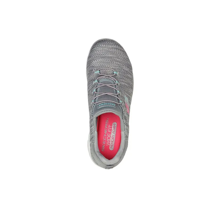 Skechers Summits-Flyness Cushioning Anti-Slip And Wear-Resistant Low-Top Casual Shoes Women's Gray White-3