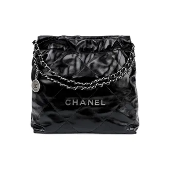 CHANEL 22Bag Smooth Finish Calfskin Tote Bag Shopping Bag Crossbody Bag Shoulder Bag Small Size Women's Black
