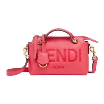 FENDI Calfskin Boston Bag Handbag Shoulder Bag Crossbody Bag Mini Women's Rose Red