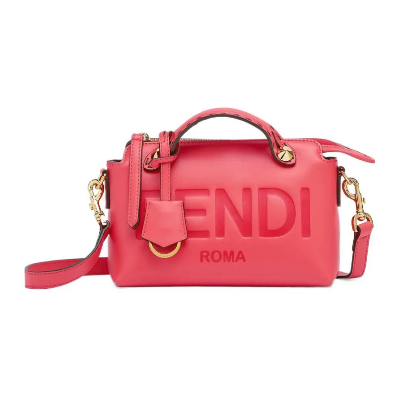 FENDI Calfskin Boston Bag Handbag Shoulder Bag Crossbody Bag Mini Women's Rose Red-0