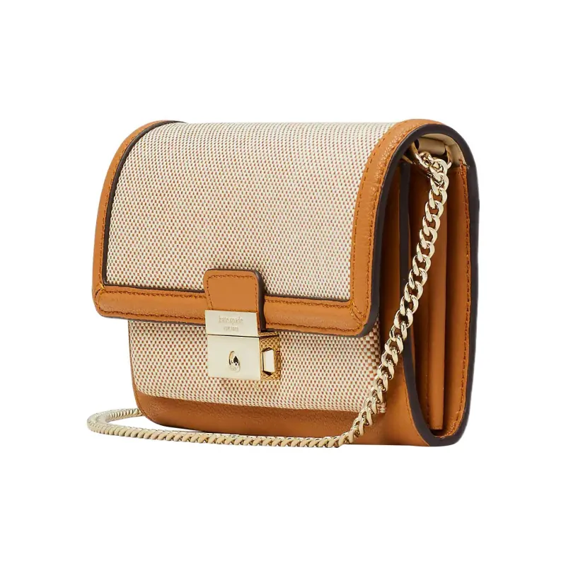 Kate Spade Voyage Fabric Bonded Split Cow Leather Shoulder Bag Crossbody Bag Women's Brown-1
