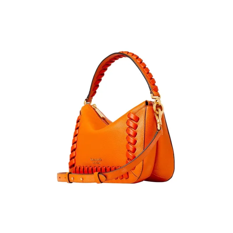 Kate Spade Crush Pebbled Leather Texture Handbag Shoulder Bag Crossbody Bag Medium Size Women's Orange-1