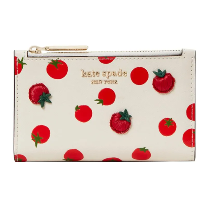 Kate Spade Cow Leather Card Holder Wallet Small Size Women's White-0
