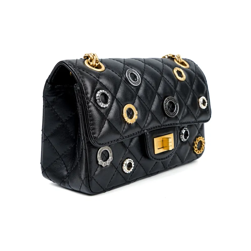 CHANEL 2.55 Sheepskin Shoulder Bag, Crossbody Bag Mini Women's Black-1