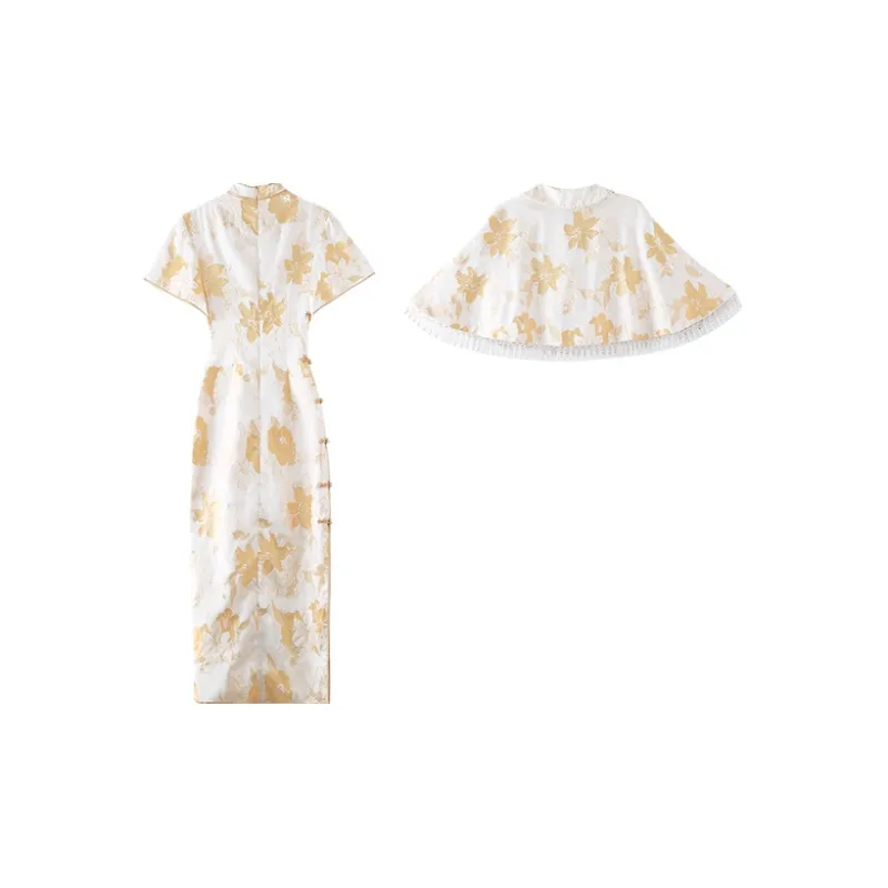 JINYE ORIENTAL Cheongsam Women's Apricot Yellow-1