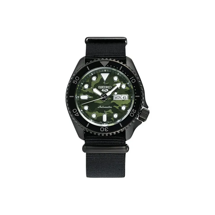 SEIKO Series 5 Mechanical Movement Nylon Strap Watch Men's Watch Green Dial-0