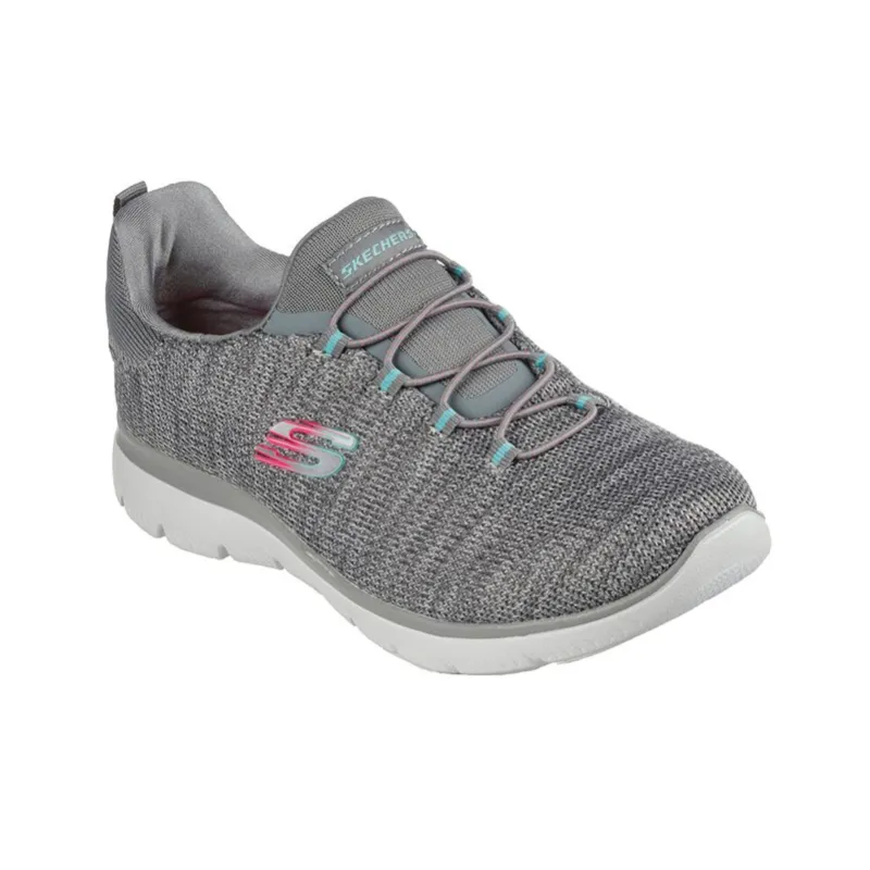 Skechers Summits-Flyness Cushioning Anti-Slip And Wear-Resistant Low-Top Casual Shoes Women's Gray White-2