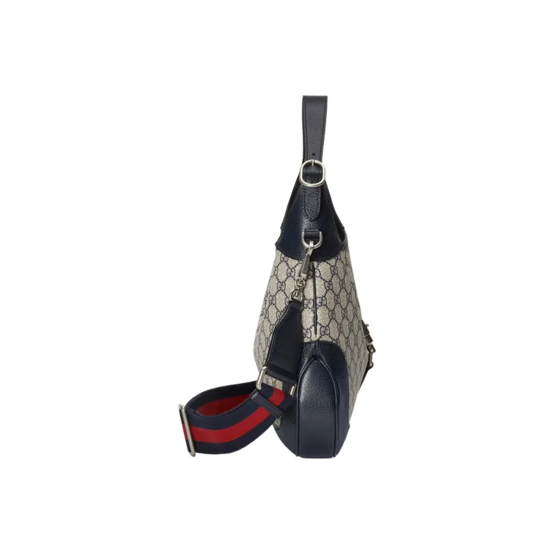 GUCCI Jackie 1961 Canvas With Leather Trim Crescent Shoulder Bag Shoulder Bag Women's Gray Blue Multicolor-4