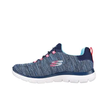 Skechers Summits - Flyness Slip-Resistant Breathable Lightweight Mid-Top Sports Casual Shoes Women's Blue White