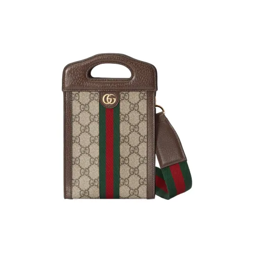 GUCCI Ophidia Canvas With Leather Handbag, Shoulder Bag, Crossbody Bag Mini Women's Ebony/Brown