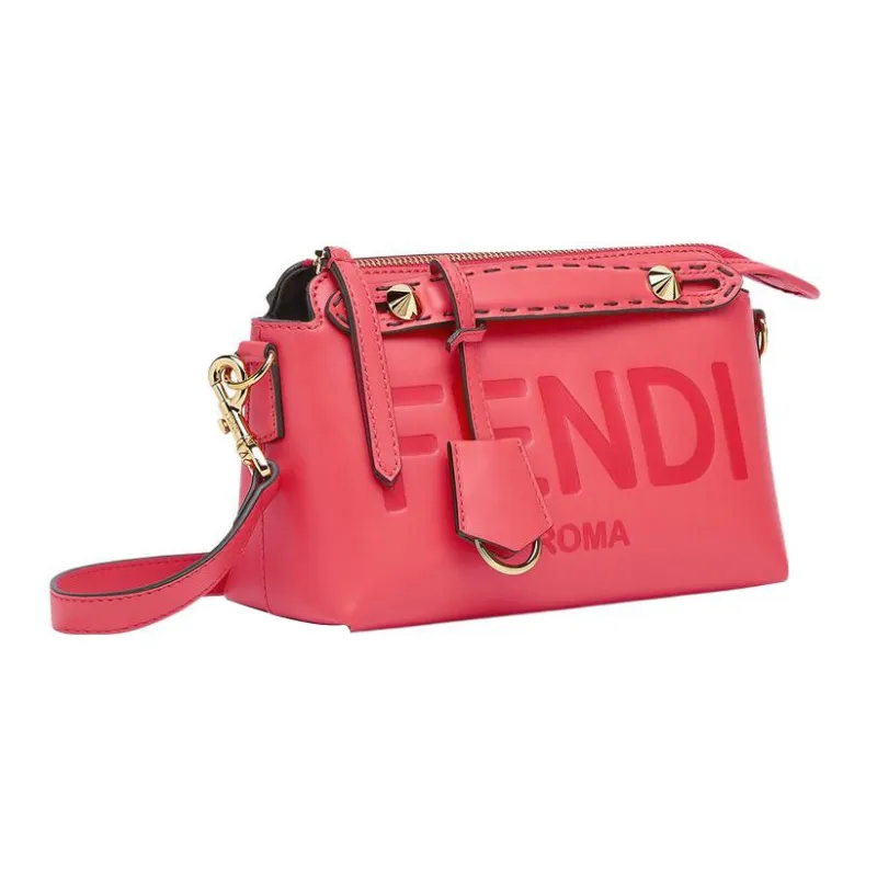 FENDI Calfskin Boston Bag Handbag Shoulder Bag Crossbody Bag Mini Women's Rose Red-1