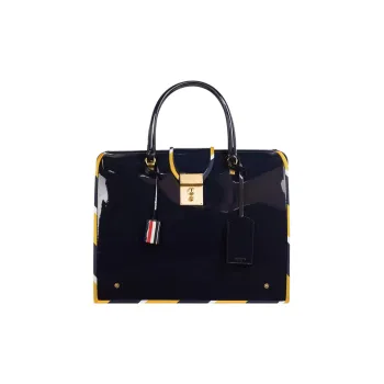 THOM BROWNE· Patent Leather Cow Leather With Fabric Binding Shoulder Bag Crossbody Bag Handbag Men's Marine Blue