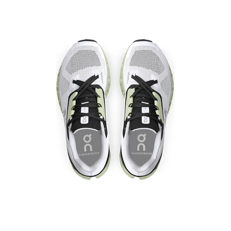 On Running Cloudstratus White Black Sage Women's-3