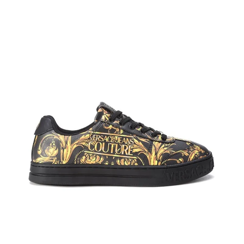 VERSACE JEANS Versace Low Top Stylish Skateboarding Shoes Black Yellow-1