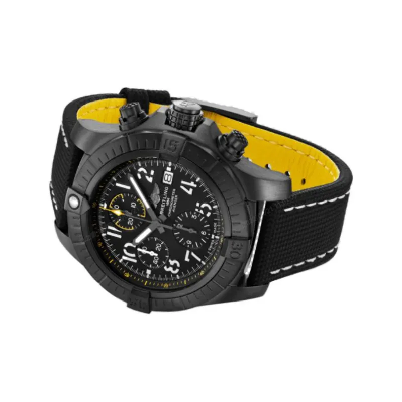 BREITLING Avenger Automatic Mechanical Movement Men's Watch Black Dial Titanium Watch Case Cowhide Strap-1