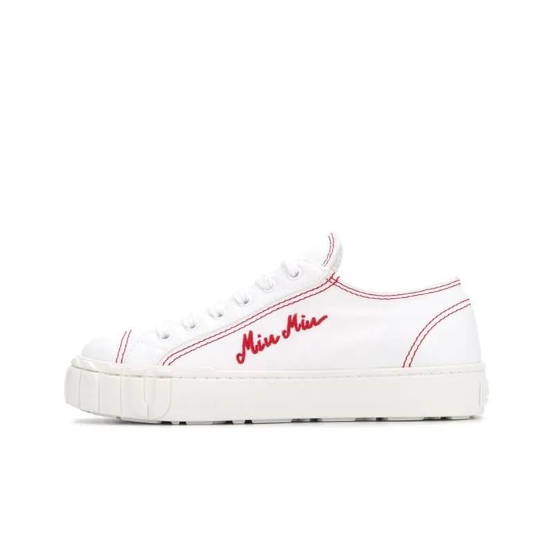 MIU MIU Low Top Canvas Shoes Women's White-0