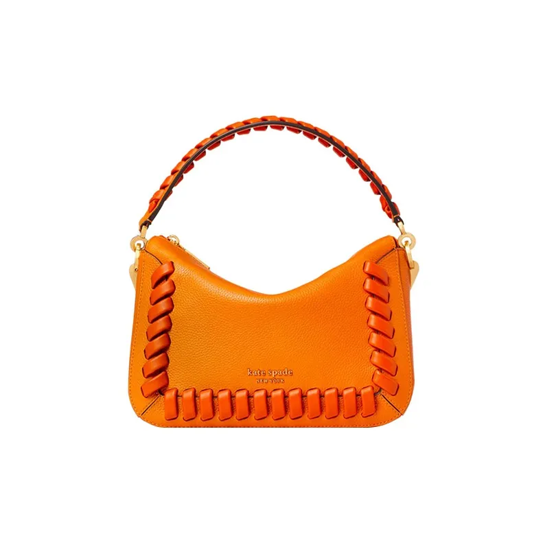 Kate Spade Crush Pebbled Leather Texture Handbag Shoulder Bag Crossbody Bag Medium Size Women's Orange-0