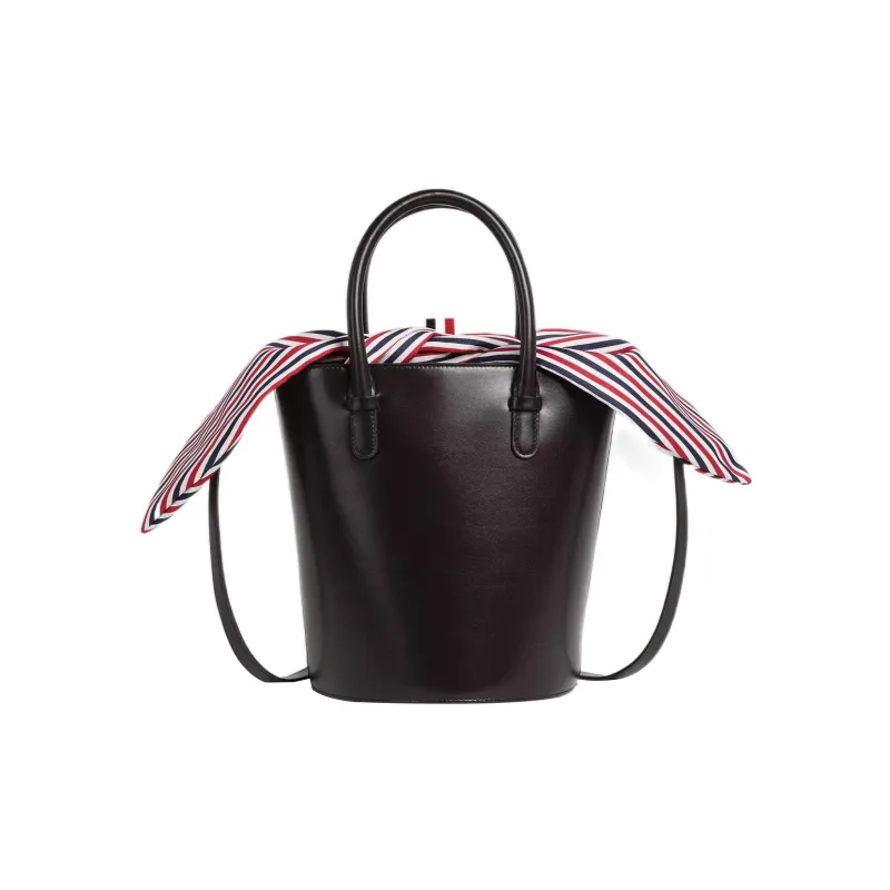 THOM BROWNE· Calfskin Bucket Bag, Shoulder Bag, Crossbody Bag, Handbag Women's Black-0