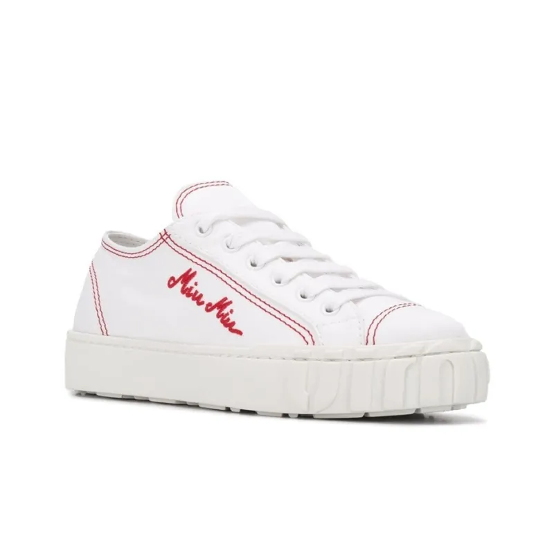 MIU MIU Low Top Canvas Shoes Women's White-1