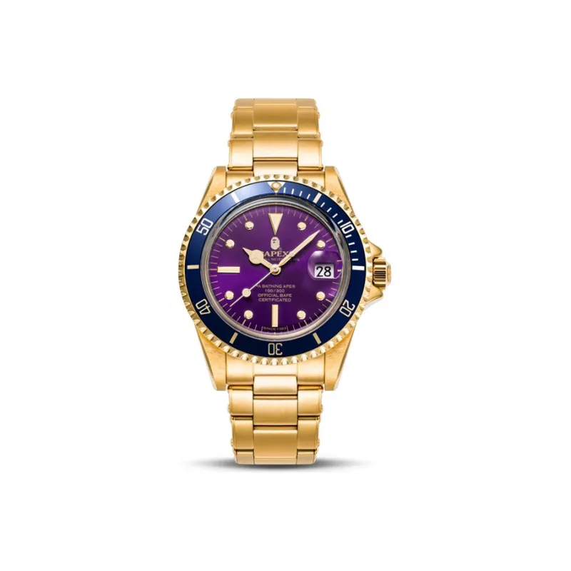 Bape A BATHING APE Type 1 Bapex Watch Gold Black-4