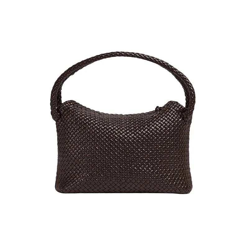 Bottega Veneta Intreccio Leather Handbag, Shoulder Bag Women's Coffee-2