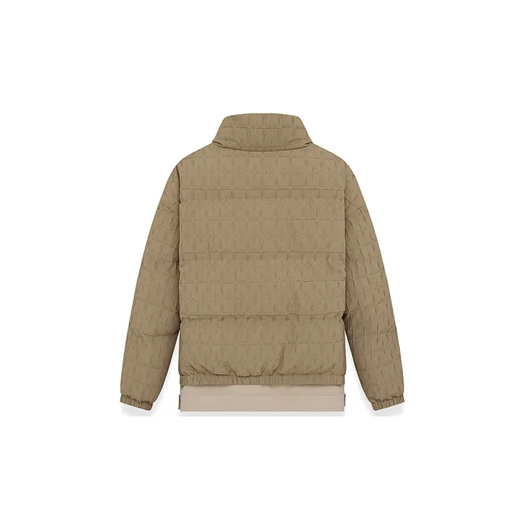 BAGGL Solid Color Loose Fit Thickened Puffer Jacket Unisex Khaki-1