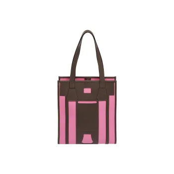 HERMES Dream Catcher Calfskin With Canvas Tote Bag Shopping Bag Handbag Women's Black/White/Gray/Brown