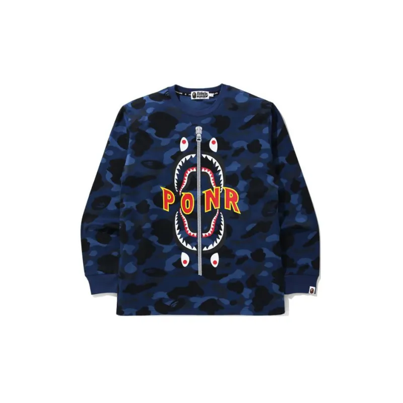 A BATHING APE Color Camo Ponr Shark L/S Tee-0