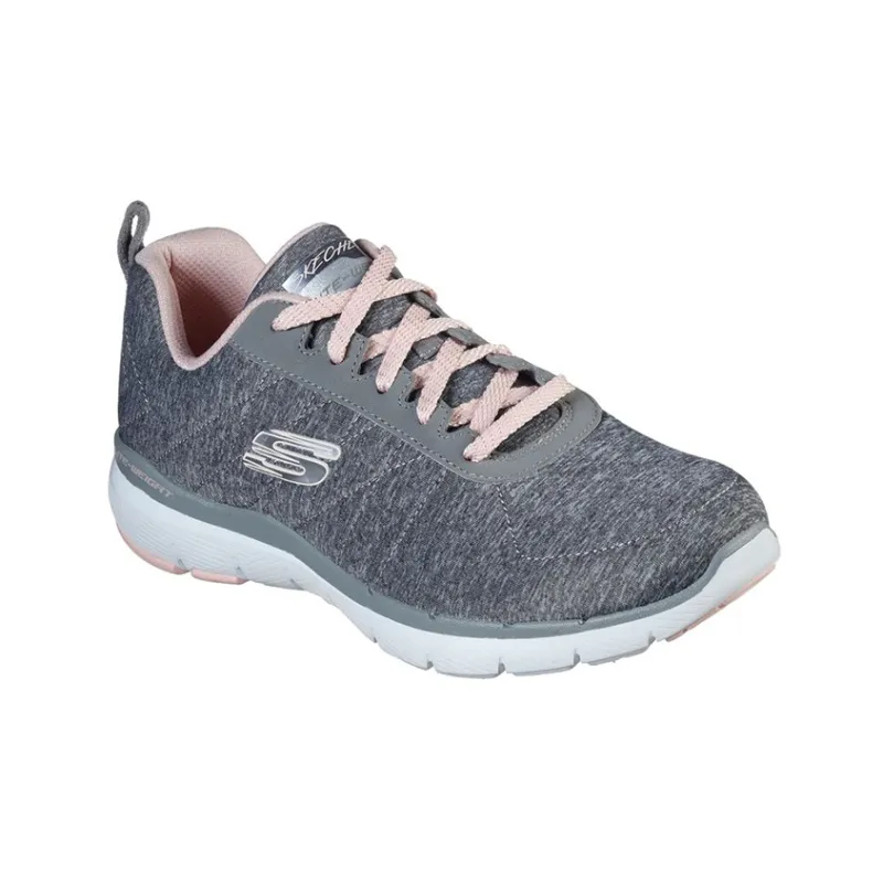 Skechers Flex Appeal 3.0-Insiders Durable Breathable Low-Top Running Shoes Women's Gray Pink-2