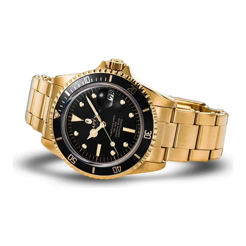 Bape A BATHING APE Type 1 Bapex Watch Gold Black-3